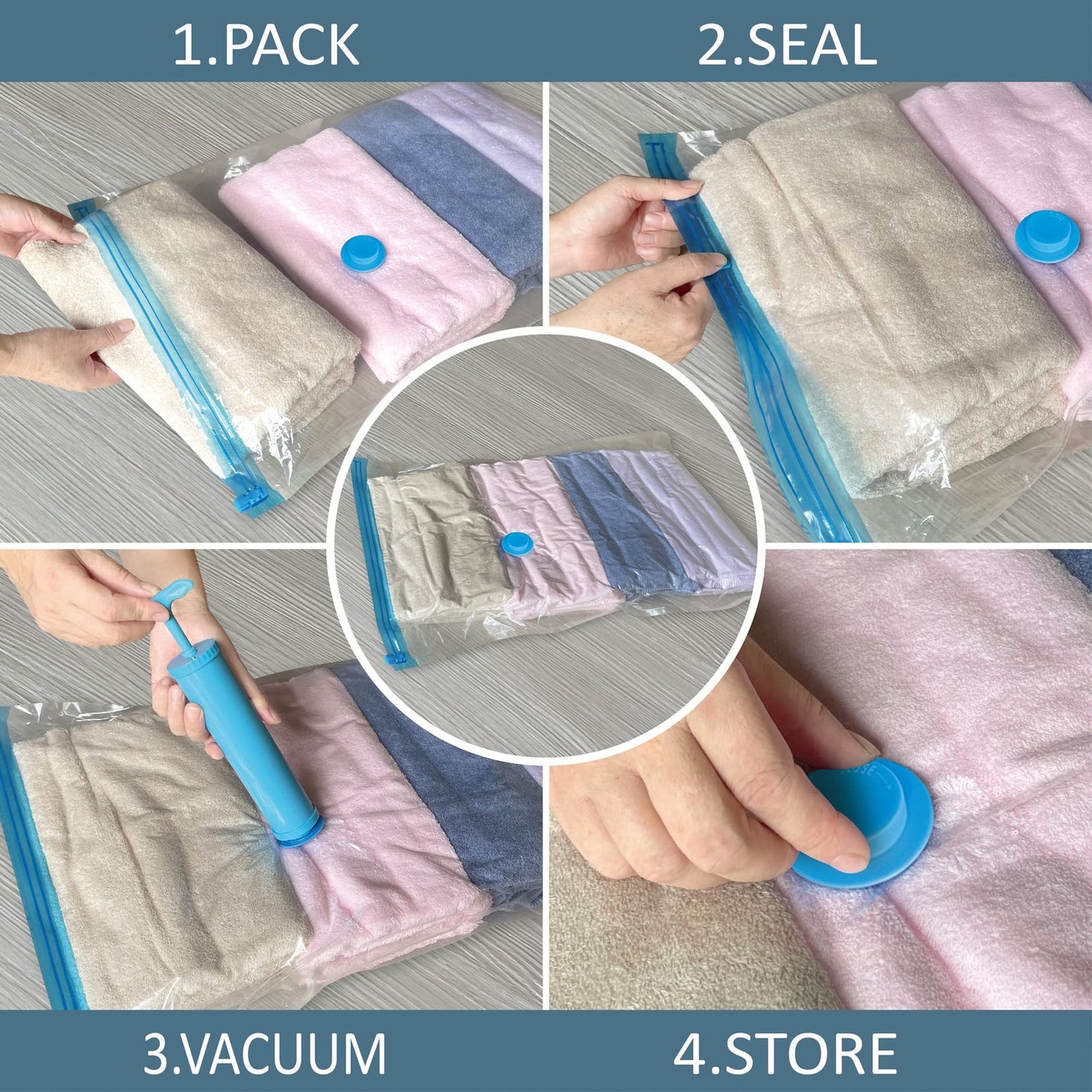 10 Pack Vacuum Storage Bags for Comforters Clothes Pillow Beddings with Pump