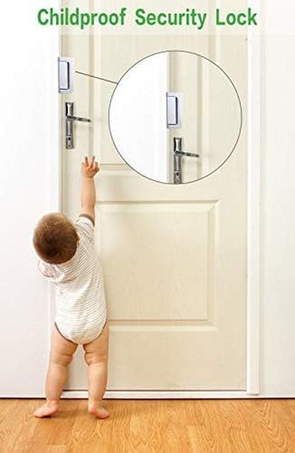 2 Pack Door Reinforcement Security Locks with 8 Screws, Childproof Night Lock Withstands 800 Lbs - Silver