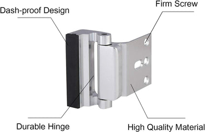 2 Pack Door Reinforcement Security Locks with 8 Screws, Childproof Night Lock Withstands 800 Lbs - Silver