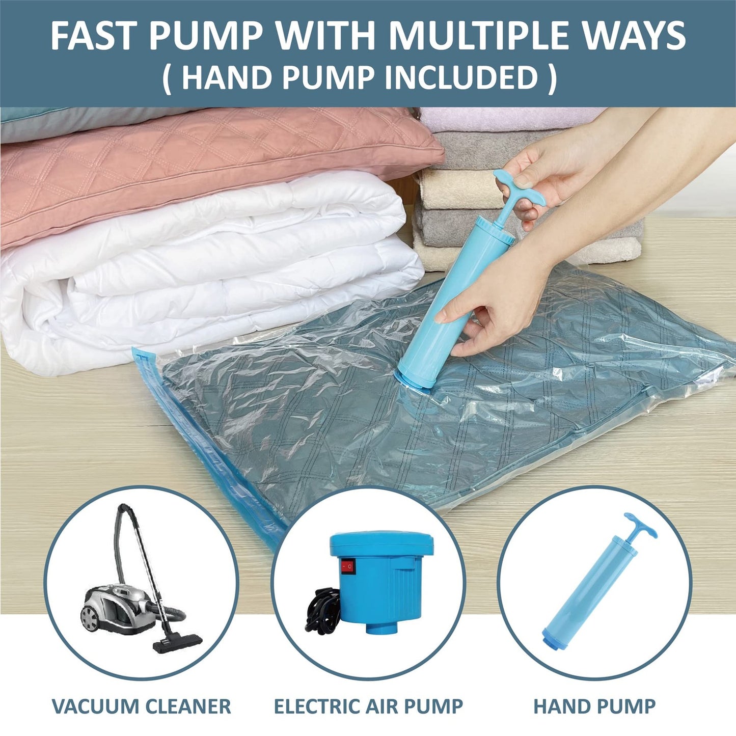 10 Pack Vacuum Storage Bags for Comforters Clothes Pillow Beddings with Pump