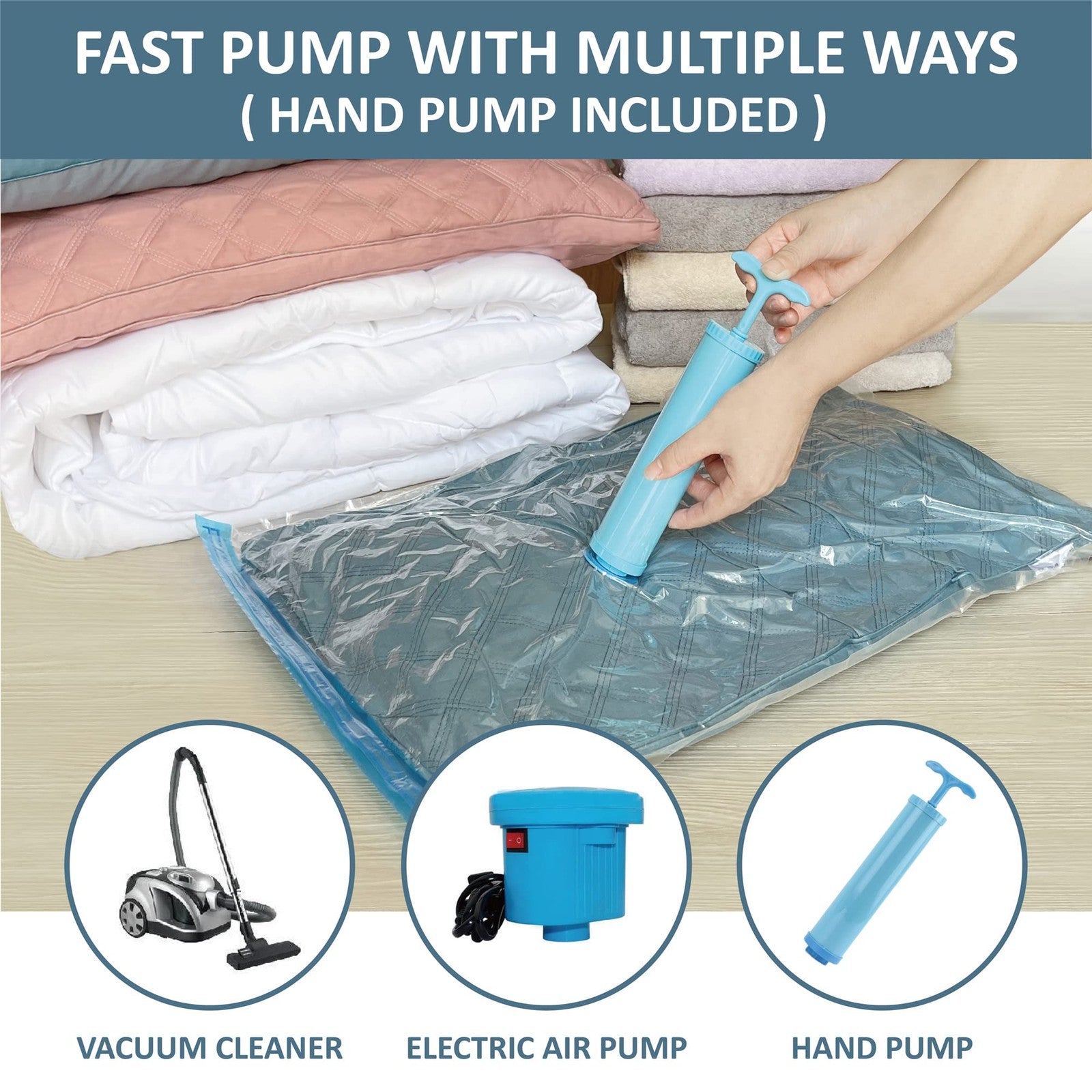 10 Pack Vacuum Storage Bags for Comforters Clothes Pillow Beddings with Pump