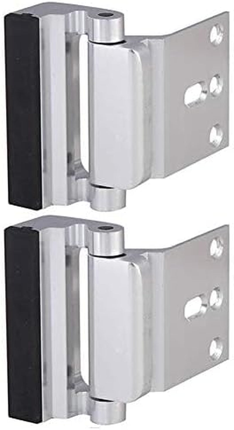 2 Pack Door Reinforcement Security Locks with 8 Screws, Childproof Night Lock Withstands 800 Lbs - Silver