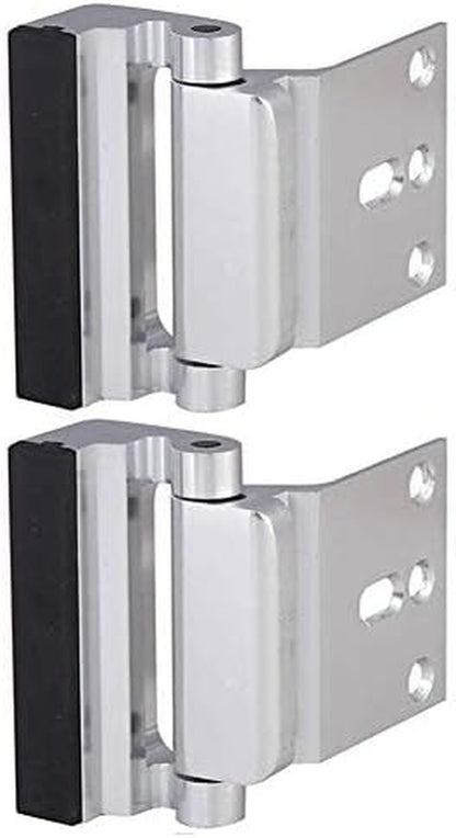 2 Pack Door Reinforcement Security Locks with 8 Screws, Childproof Night Lock Withstands 800 Lbs - Silver